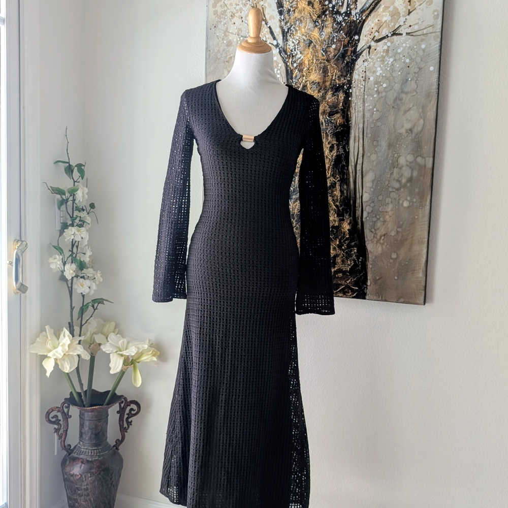 Zara Black Long Sleeve Knit Dress